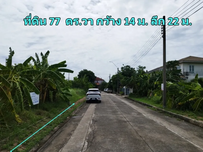 ขายที่ดินเปล่า 77 ตร.วา ม.ชัยพฤกษ์ 1 สุวินทวงศ์ เจ้าของขายเอง ขายต่ำกว่าราคาประเมิน ใกล้สุวรรณภูมิ