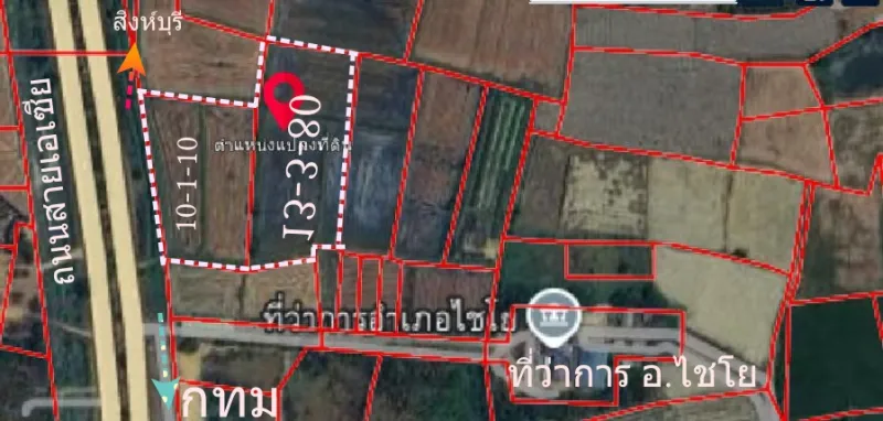 ขายที่ดิน 24 ไร่ ติดถนนเอเซียฝั่งขาเข้า กมที่ 58 อ่างทอง ไร่ละ 2.8 ล้าน
