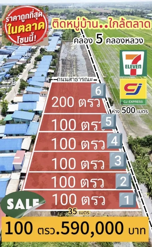 รูปที่7 ต้องการขายที่ดินเปล่า คลองห้า คลองหลวง ราคา 590,000 บาท