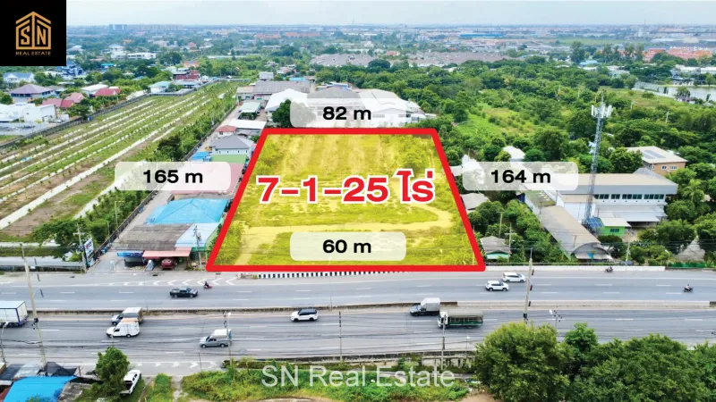 ขายที่ดิน อ.บางพลี 7-1-25 ไร่ ติดถนนเทพารักษ์ขาออก ขายด่วนต่ำกว่าประเมิน