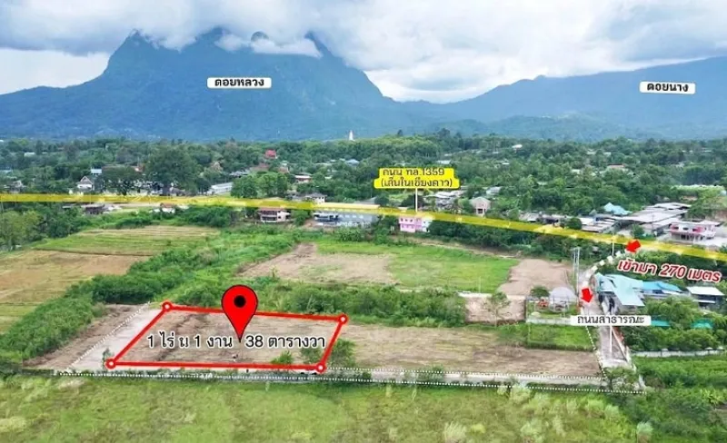 ทำเลทองสร้างบ้าน & ห้องพัก! ขายที่ดินวิวดอยหลวงเชียงดาว 1 ไร่กว่า ใกล้ รพ.-โรงเรียน เพียง 250 ม. จากถนนใหญ่ ด่วน 1.89 ลบ. ฟรีโอน!