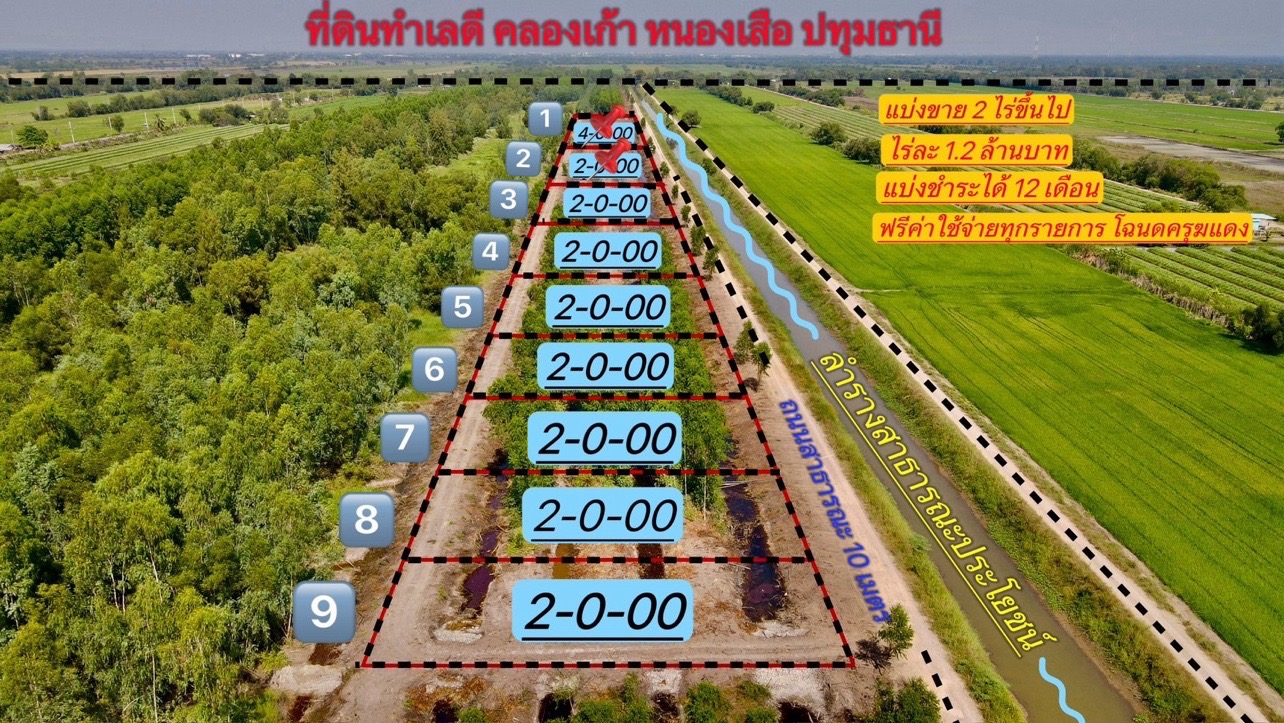 ที่ดินแบ่งขายทำเลดี ต.บึงกาสาม คลอง 9 หนองเสือ ปทุมธานี