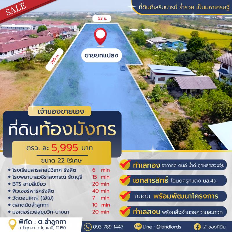 รูปที่2 ต้องการขายที่ดินเปล่า ลำลูกกา ลำลูกกา ราคา 5,995 บาท