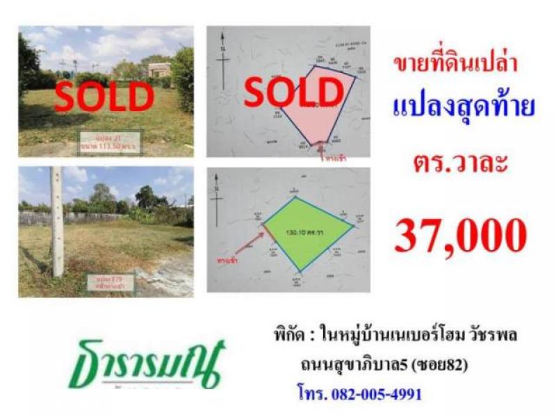 ขายที่ดินเปล่าแปลงสุดท้าย ในหมู่บ้านเนอเบอร์โฮม สุขาภิบาล5 ซอย 82