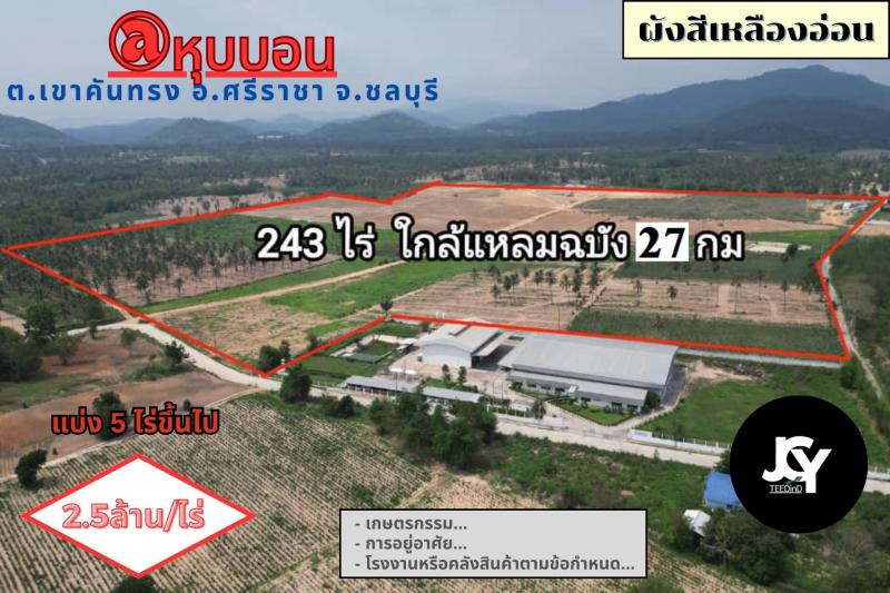 Vายที่ดิน 243 ไร่ @หุบบอน ต.เขาคันทรง อ.ศรีราชา จ.ชลบุรี ใกล้แหลมฉบัง 27 กม.