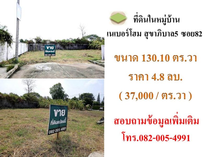 ขายที่ดินเปล่าในหมู่บ้านเนเบอร์โฮม สุขาภิบาล5
