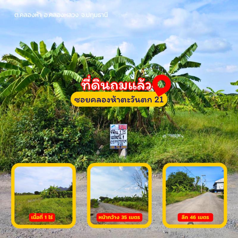 ขายที่ดินซอยคลองห้าตะวันตก 21 ปทุมธานี