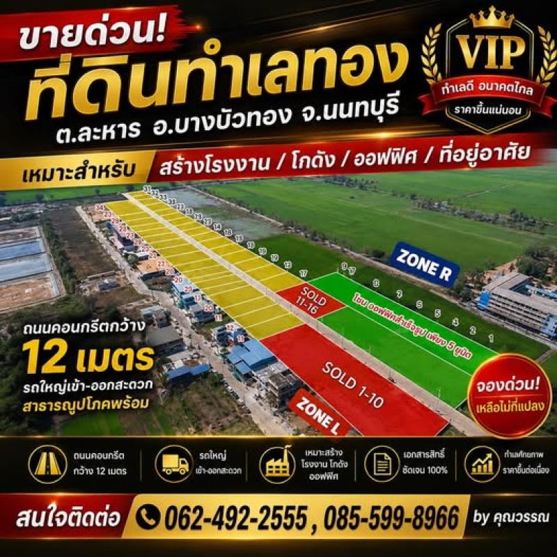 ขายที่ดิน โรงงาน โกดัง ทำเลดี ราคาถูก นนทบุรี ปทุมธานี