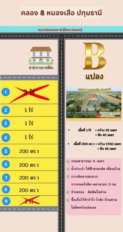 รูปที่3 ต้องการขายที่ดินเปล่า บึงชำอ้อ หนองเสือ ราคา 1,550,000 บาท