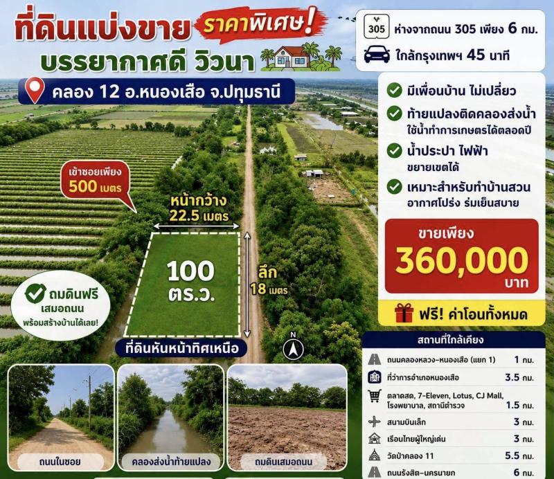 ที่ดินแบ่งขายราคาถูก บรรยากาศวิวสวยวิวนามา...จ้า ห่างจากถนน 305เพียง 6กม. ใกล้กรุงเทพ45นาที คลอง12 #หนองเสือ #ปทุมธานี มีเพื่อนบ้านไม่เปลี่ยว